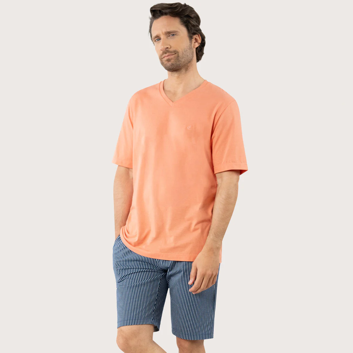 Pyjama court col V homme coton Bio Eminence
