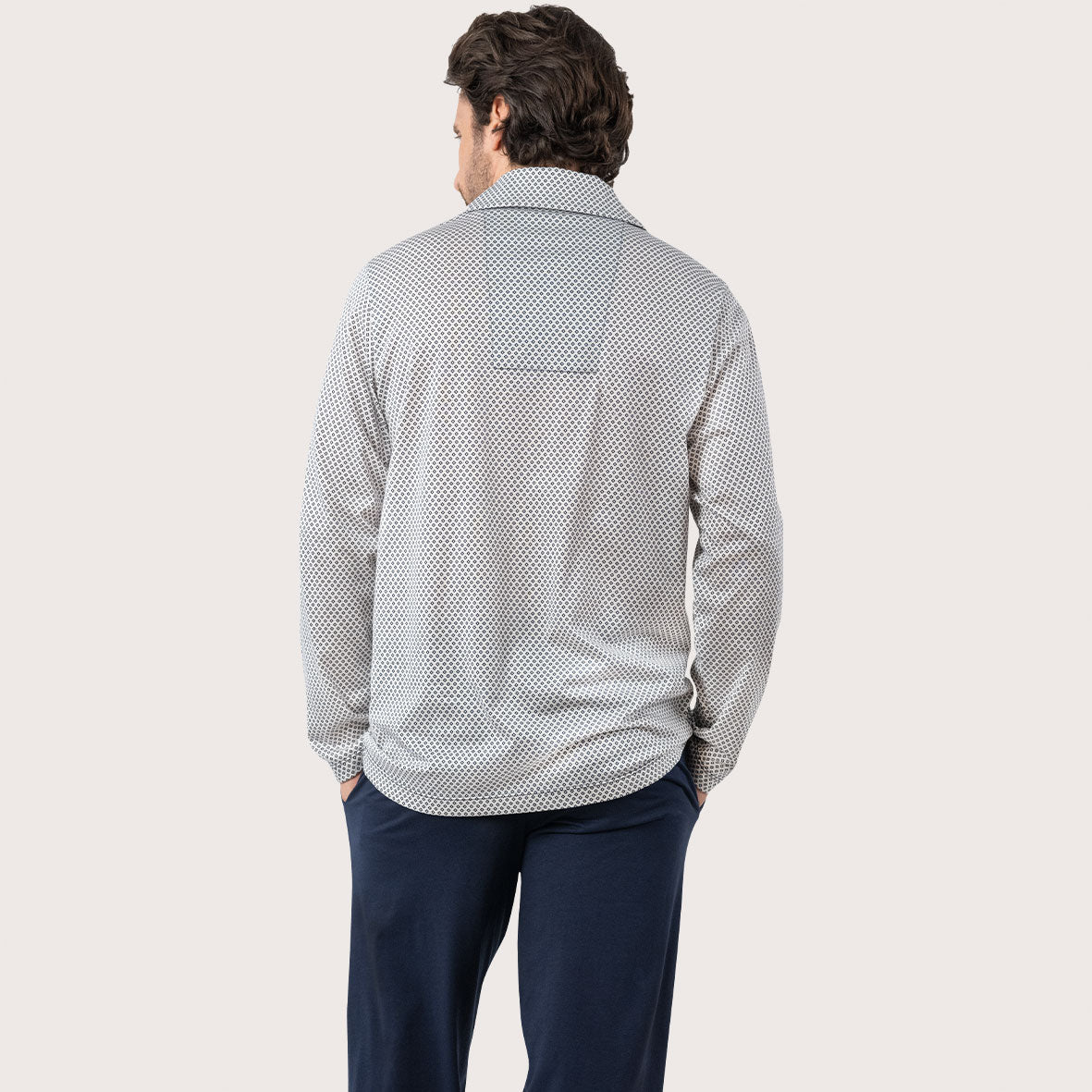 Pyjama long col ouvert homme Mercerisé Eminence - Image 4