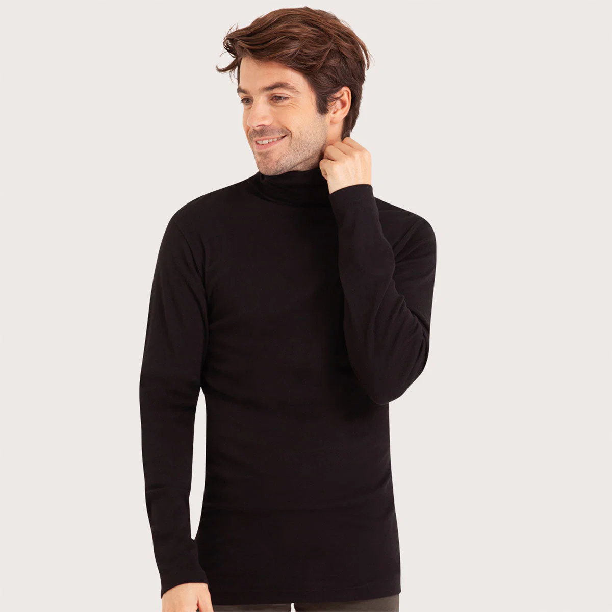 Tee-shirt col roulé manches longues homme Pur coton Eminence