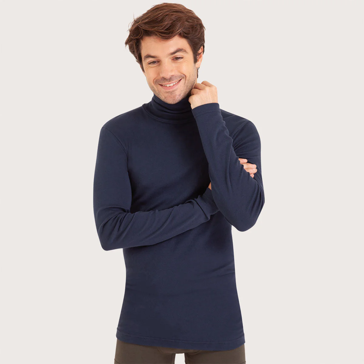 Tee-shirt col roulé manches longues homme Pur coton Eminence