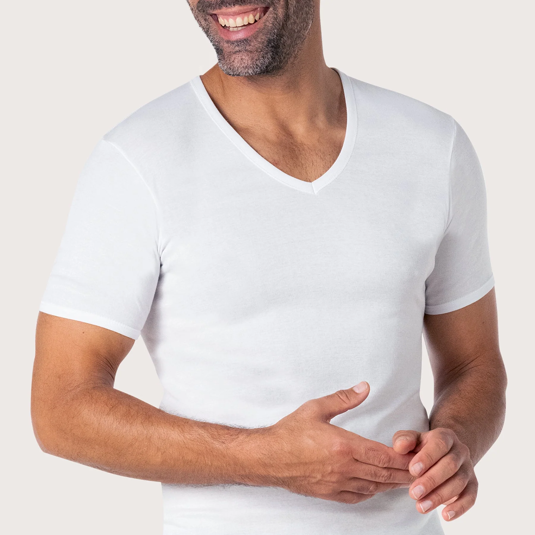 Tee-shirt col V manches courtes homme Pur coton Premium Fait en France Eminence - Image 3