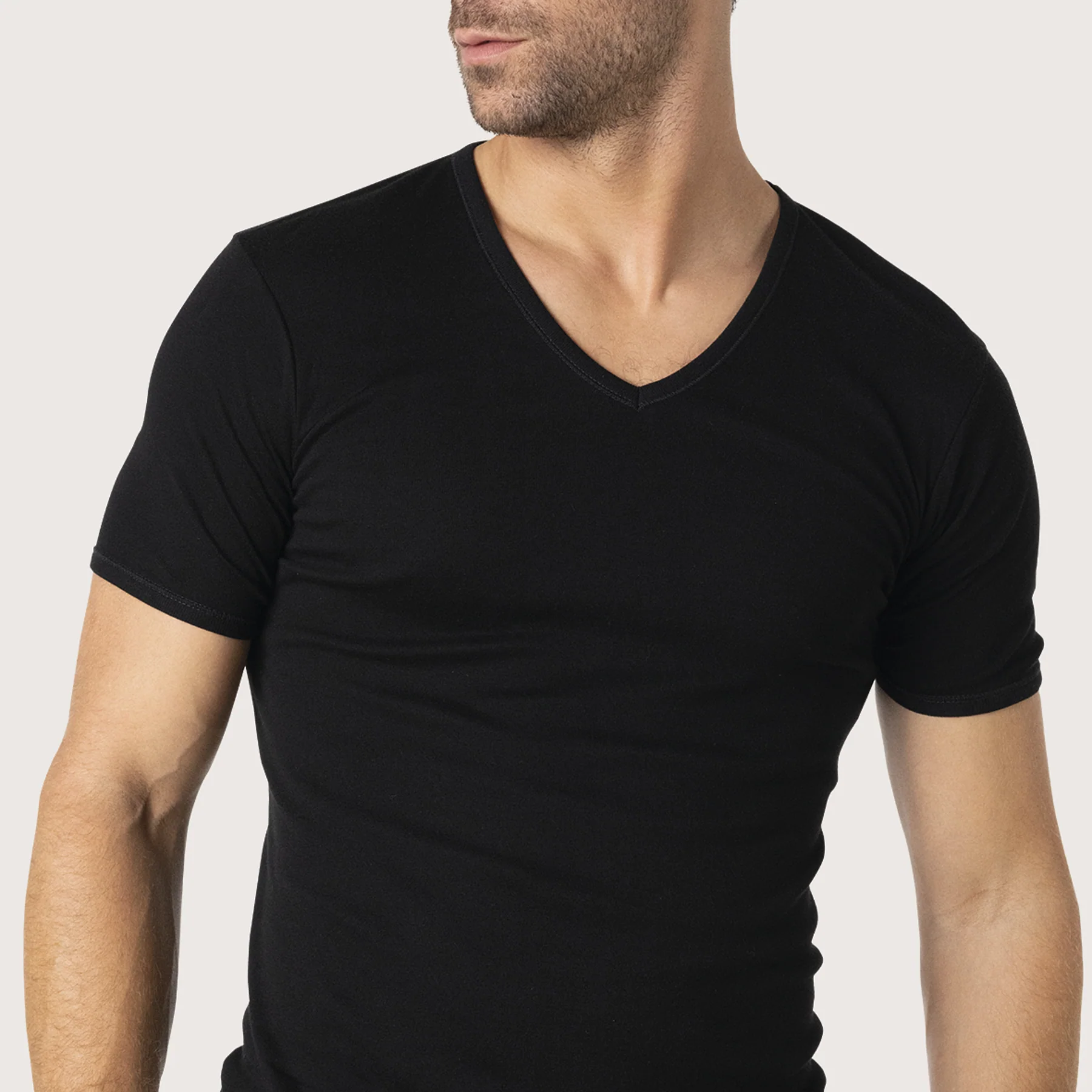 Tee-shirt col V Pur coton Premium Eminence - Image 3